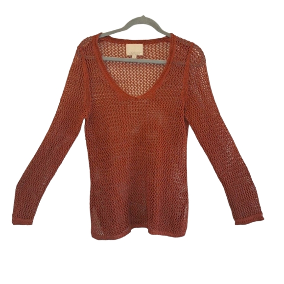 Banana Republic Sweaters - Banana Republic Heritage Rust Open Knit Fishnet Crochet Sweater Top Size Medium